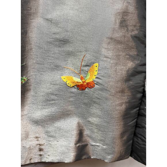 Grace Chuang New York open front jacket Womens Medium Butterfly Embroidered Gray - Picture 7 of 8